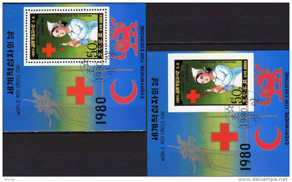 Welttag Des Roten Kreuz 1980 Korea Block 71 A Plus B O 15€ Rot-Kreuz-Krankenschwester Bloc Sheets Of Corea - Corea (...-1945)