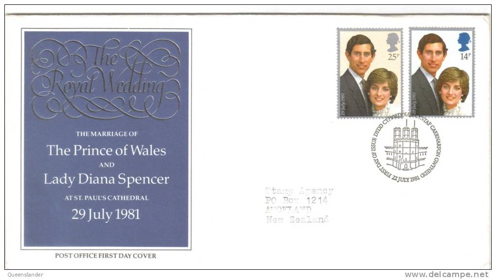 1981 Royal Wedding Charles & Diana FDI 22nd July 1981 Typed Address To New Zealand - 1981-1990 Decimal Issues