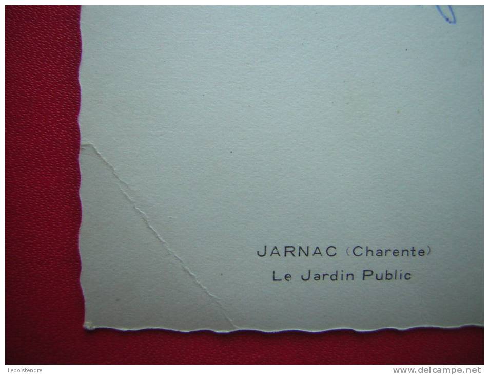 CPSM  16  JARNAC  LE JARDIN PUBLIC   Editeur : VAN EYK ROULEAU   VOYAGEE 1960  PHOTO RECTO / VERSO - Jarnac