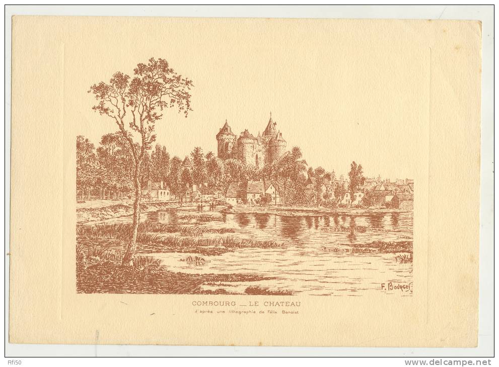 REPRODUCTION D´UN DESSIN DE F BOURGES D'APRES LITHOGRAPHIE DE F. BENOIST COMBOURG LE CHATEAU ET LA CITE DE CARACTERE 35 - Tekeningen