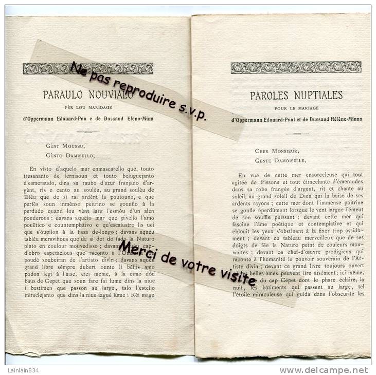 - Paroulo Nouvialo, Discours, De Léon SPARIAT, Majoura Dou Felibrige, Janvier 1912, Saint-Mandrié, Dédicace ? - Autres & Non Classés