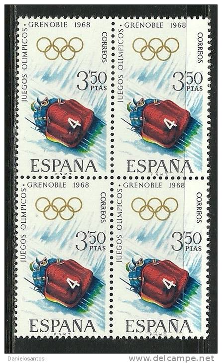 Spain Espana Espanha 1968 10 Th Winter Olympic Games Grenoble France - Bobsled   Block Of 4 MNH - Invierno 1968: Grenoble