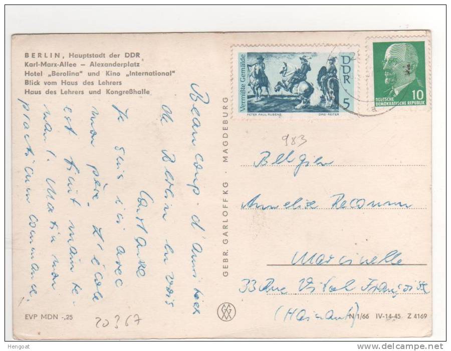 Timbre  Yvert N° 983  + Complément /  Carte  Du  20/??/67 De Berlin  Pour La Belgique - Cartas & Documentos