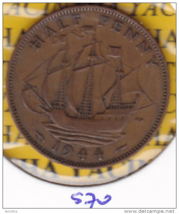 @Y@    Groot Britannie  1/2 Penny    1944    (570) - 1/2 Penny & 1/2 New Penny