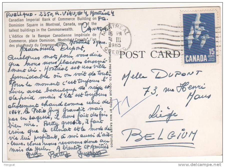 Timbre  Thème " Oiseau : Oies" / Carte , Postcard  Du  4 III 65 Pour La  Belgique - Briefe U. Dokumente