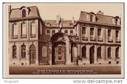 FRANCE: PARIS(75):Caisse D´Epargne & De Prévoyance De Paris.Caisse Centrale 9,Rue Coq Héron..Non écrite.Parfaite. - Banks