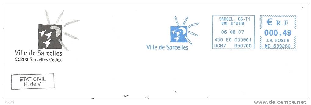Sarcelle, Vol, Soleil, Sarcelles, Mairie - EMA Havas - Enveloppe Entière  (J285) - Entenvögel