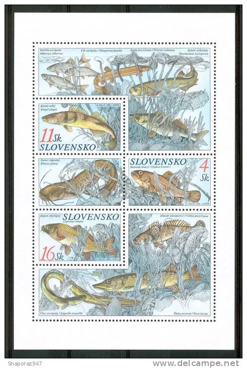 1998 Slovacchia Fauna Pesci Fishes Fische Poissons Block MNH** C83 - Unused Stamps