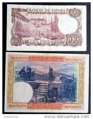 Lot De Deux Billets 100 Pesetas 1925 TTB Cent Pesetas 1970 - Altri & Non Classificati