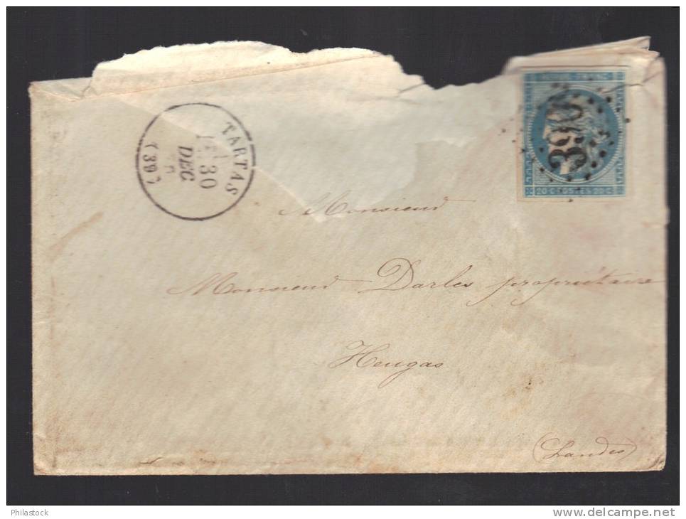 FRANCE N° 45 Obl. (défaut) S/Lettre Entiére C à D Gare De Tartas - 1870 Bordeaux Printing