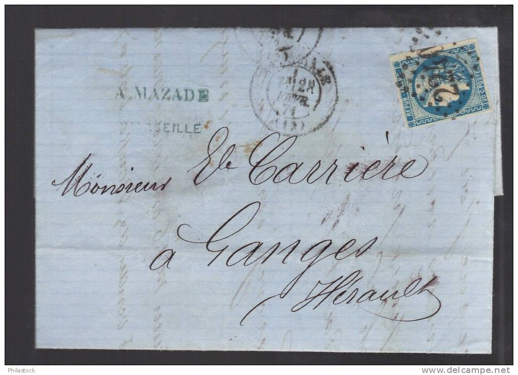 FRANCE N° 46 Obl. (infime Défaut) S/Lettre Entiére - 1870 Ausgabe Bordeaux