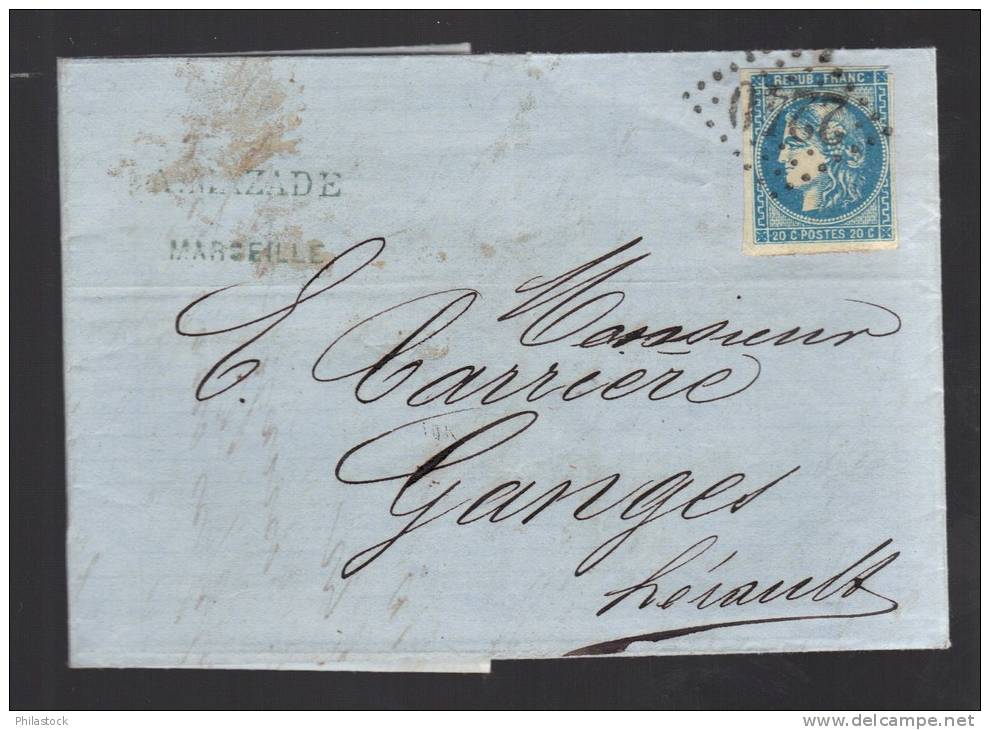 FRANCE N° 46 Obl. (infime Défaut) S/Lettre Entiére - 1870 Bordeaux Printing