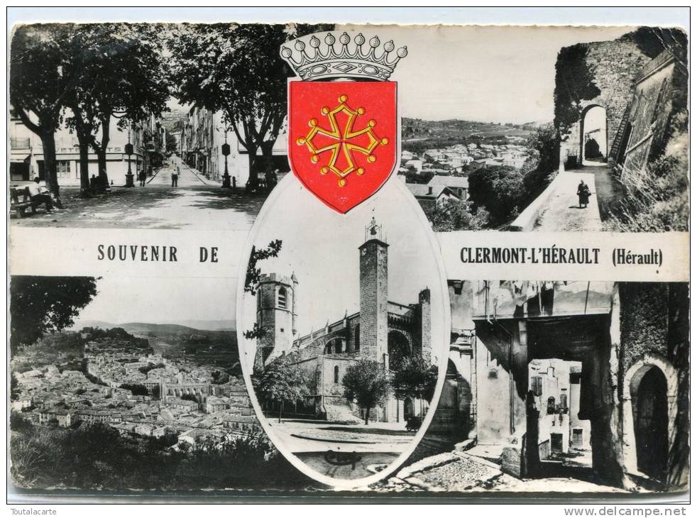 CPSM 34 SOUVENIR DE CLERMONT L HERAULT 1958 - Clermont L'Hérault