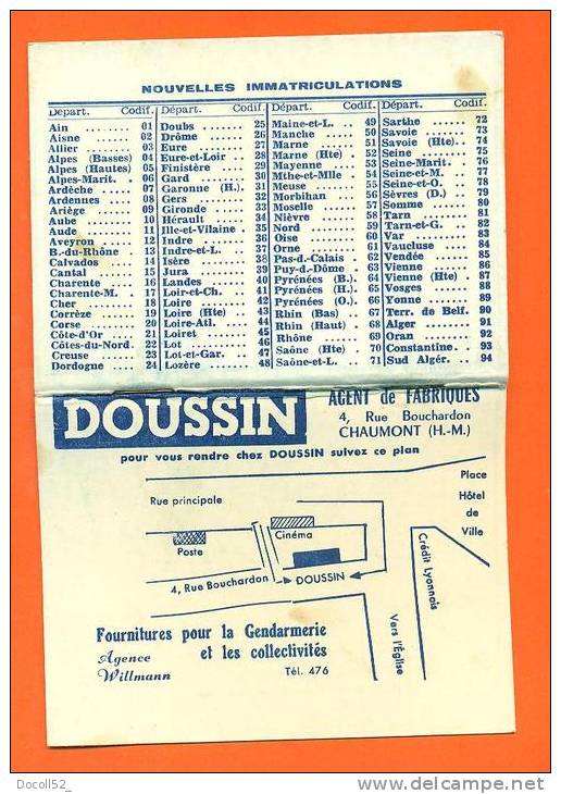 Dpt  52  Chaumont   "  Calendrier Ets Doussin Chaumont  " 1964 - Petit Format : 1961-70