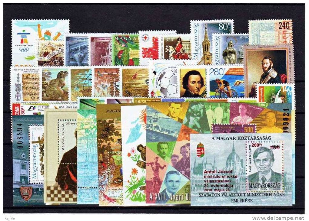 HUNGARY 2010 Full Year 29 Stamps + 7 S/s (Personalized Stamps Booklets And Special Issues Are Not Including) - Años Completos