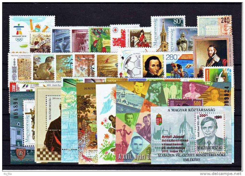 HUNGARY 2010 Full Year 29 Stamps + 7 S/s (Personalized Stamps Booklets And Special Issues Are Not Including) - Volledig Jaar