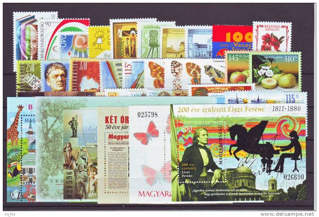 HUNGARY 2011 Full Year - 33 Stamps + 7 S/s (Personalized Stamps Booklets And Special Issues Are Not Including) - MNH - Annate Complete