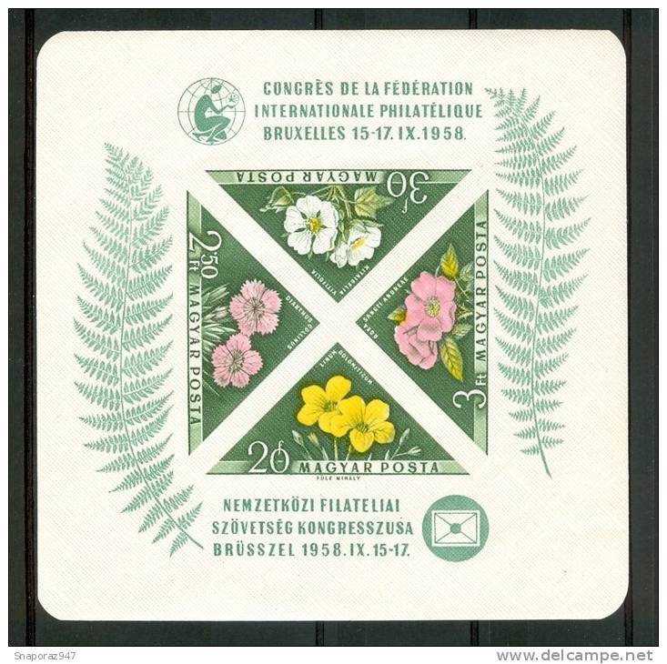 1958 Ungheria Flora Fiori Flowers Blumen Fleurs Block Imperforate MNH** Fiog5 - Neufs