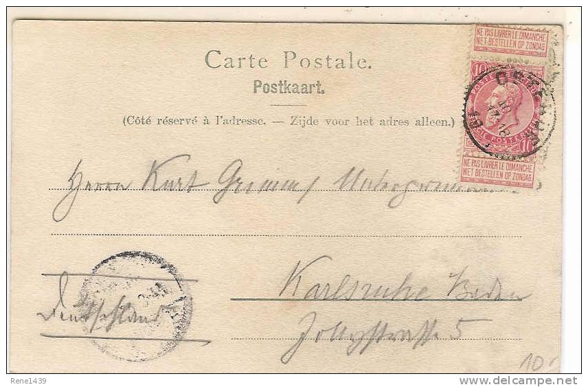 Ostende : Digue De Mer De L'est , Le Palais Du Roi- 1901- 10c Dubbel Aanhangsel RR - 1893-1900 Fijne Baard