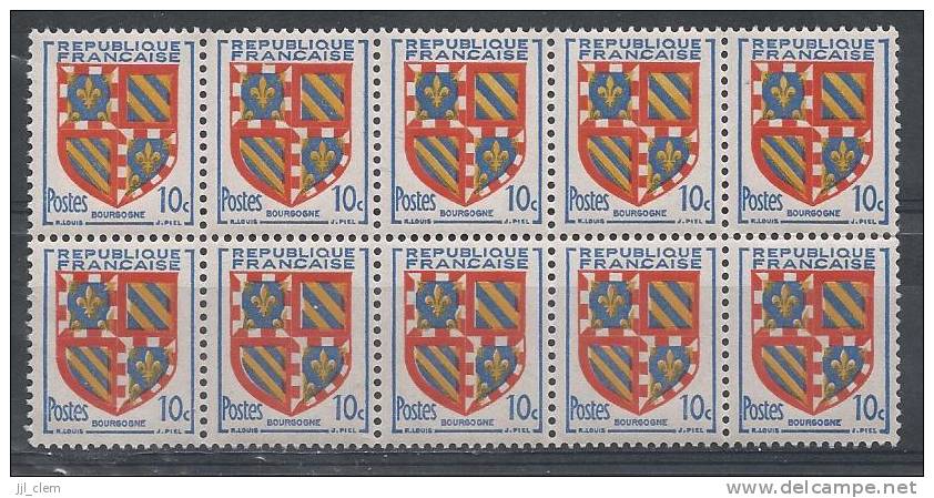 France N° 834 ** ( Bloc X10 ) - 1941-66 Armoiries Et Blasons