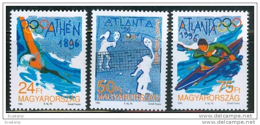 HUNGARY-1996. Summer Olympics,Atlanta/Swimming/Tennis/Kayak MNH!! Mi4376-4378 - Zomer 1996: Atlanta