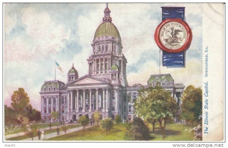 Springfield IL Illinois, State Capitol Building C1910s Vintage Tucks Oilette Postcard - Springfield – Illinois