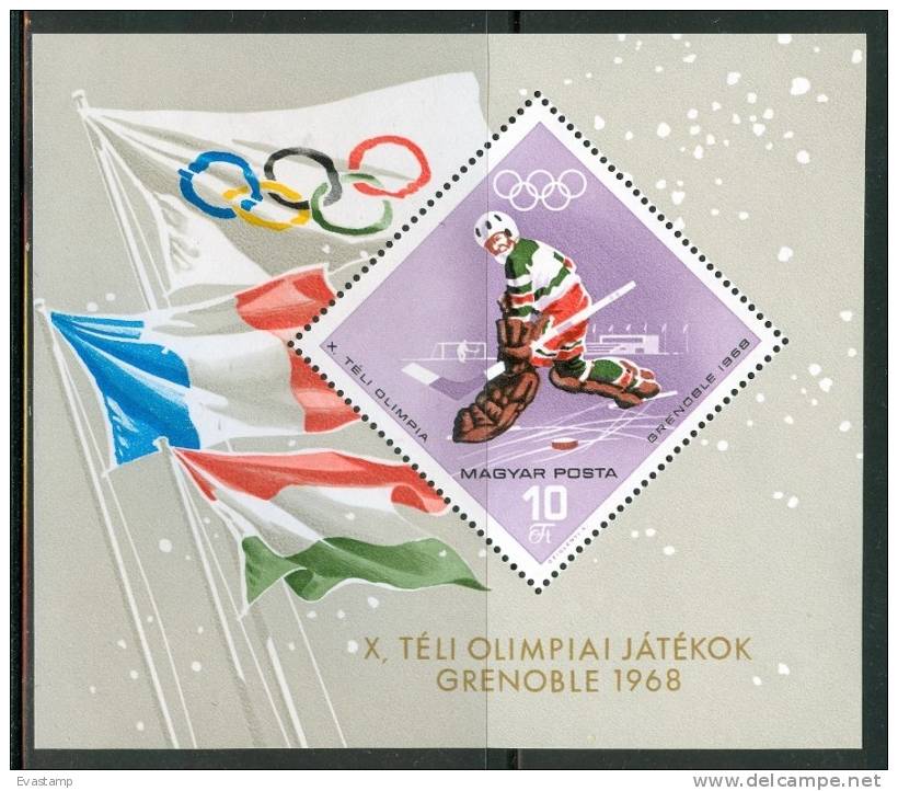 HUNGARY-1967.Souv.Sheet - Winter Olympic,Grenoble MNH! - Invierno 1968: Grenoble