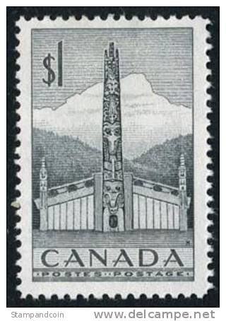 Canada #321 XF Mint Hinged $1 Indian House & Totem Pole From 1953 - Ungebraucht