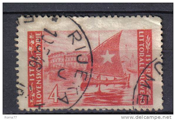 BIN291 - ISTRIA LITORALE SLOVENO , 4 Lira N. 56  Used - Joegoslavische Bez.: Slovenische Kusten