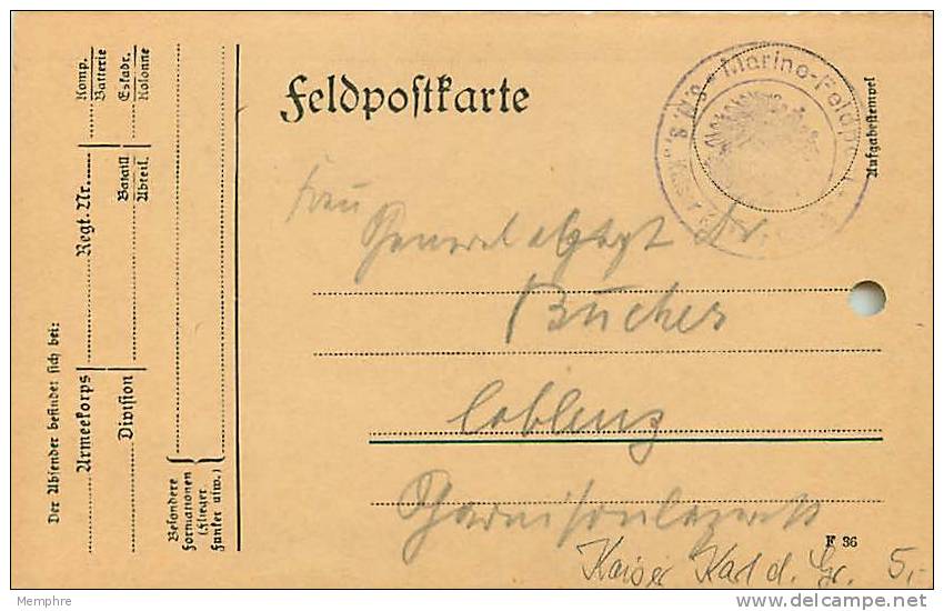 Marine Feldpostkarte  16.1.1915  SMS Kaiser Friderich Der Grosse - Briefe U. Dokumente