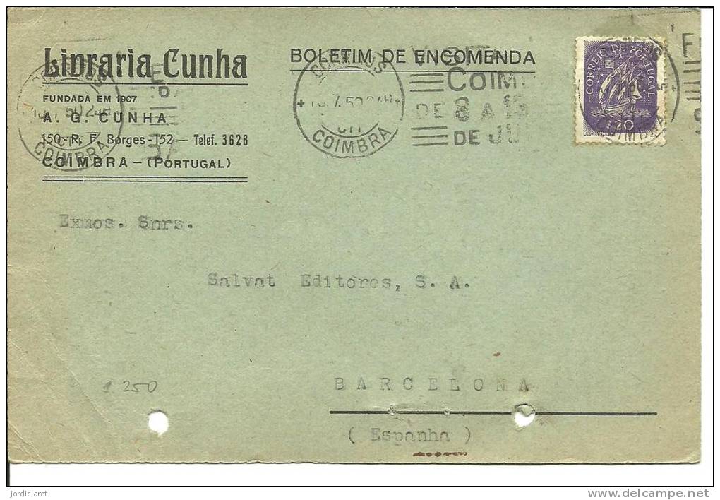 Carta Comercial 1950 COIMBRA - Covers & Documents