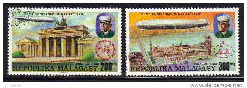 MADAGASCAR- Timbre Poste Aerienne  N°167 Et 168-oblitérés - Zeppelin