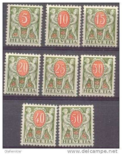 1934 Kinder Mit Wertschild Normales Papier Zum 42-9 / Mi 42-9x / Sc J48-55 / YT 55-62 Ungebraucht/neuf Avec Charniere/MH - Postage Due