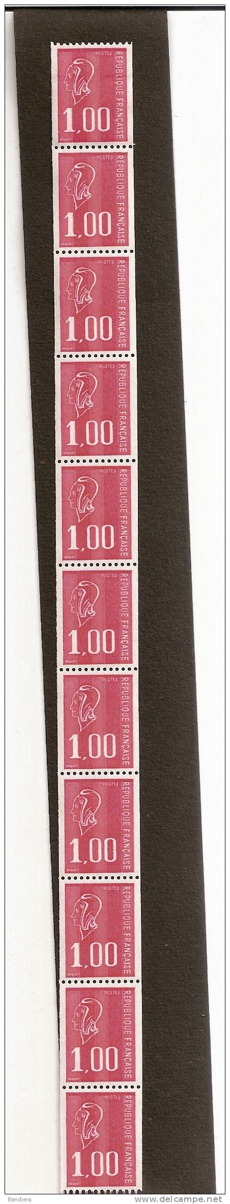 Roulette De 11 Timbres N° 68 Bequet 1 F Rouge- N° Du Timbre 1895 - Roulettes