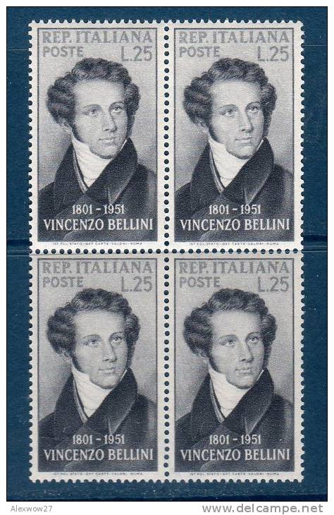 Italia / Italy  1952 -- 150° Vincenzo Bellini / Quartina  --- ** MNH / VF - Blokken & Velletjes