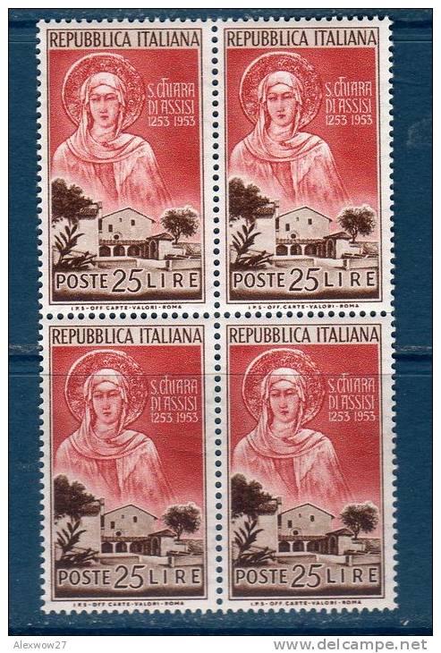 Italia / Italy  1953 -- 7° S.Chiara Di Assisi  / Quartina  --- ** MNH / VF - Blocchi & Foglietti