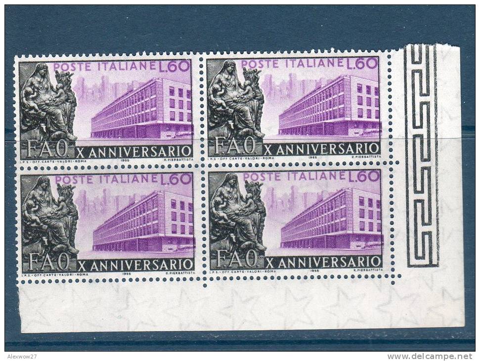 Italia / Italy  1955 --10° FAO / Quartina  --- ** MNH / VF - Blocks & Kleinbögen