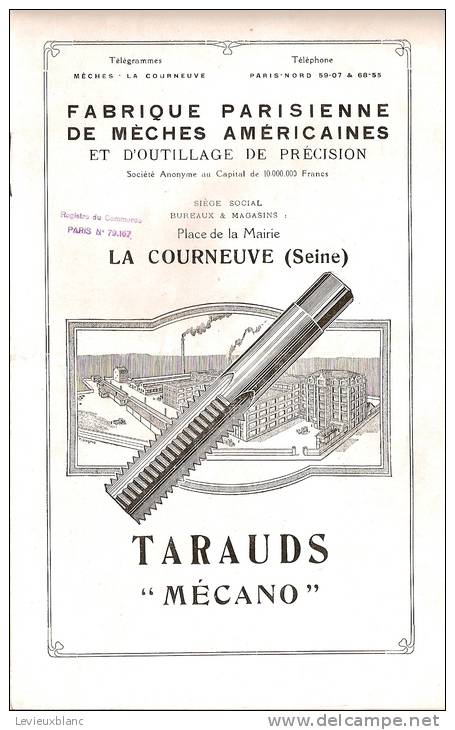 Mecanique/Outillage De Précision/Tarauds/MECANO/ LA COURNEUVE/Seine/ Vers 1930-1935 ? VP244 - Non Classés