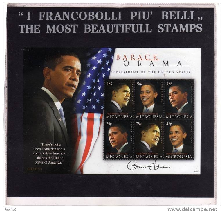 MICRONESIA 2009 AMERICAN HISTORY US PRESIDENT BARACK OBAMA BLOCK SHEET BLOCCO FOGLIETTO BLOC MNH - Micronesië