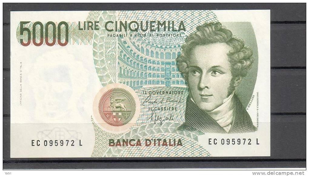 Banconota 5.000 Lire Bellini FDS - 5000 Liras