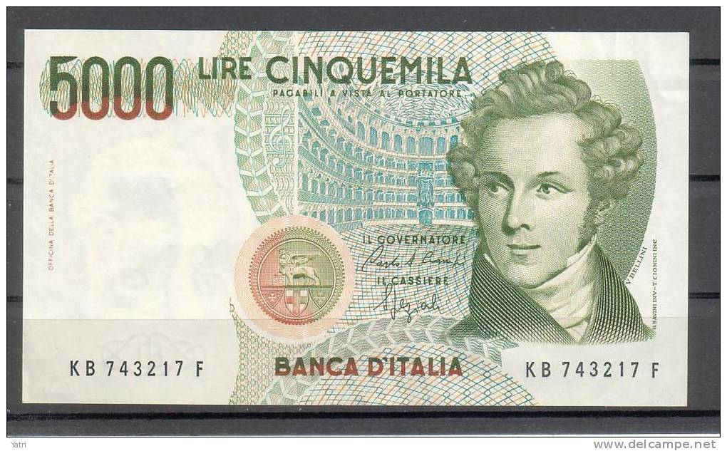 Banconota 5.000 Lire Bellini FDS - 5000 Lire