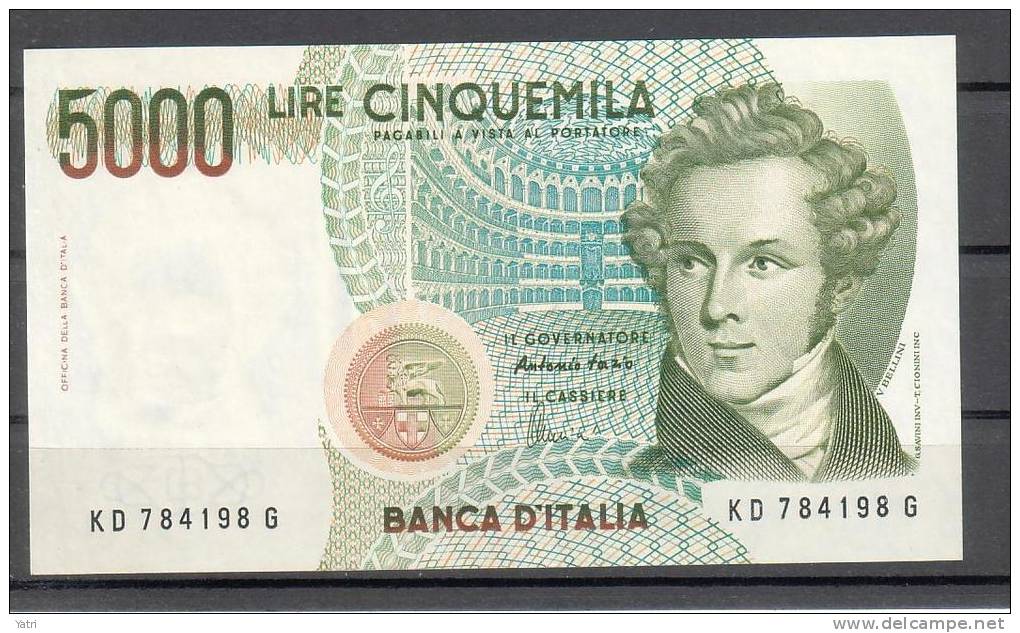 Banconota 5.000 Lire Bellini FDS - 5000 Lire