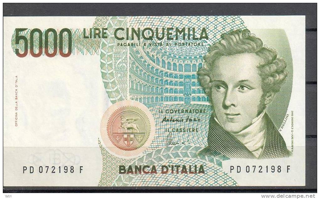 Banconota 5.000 Lire Bellini FDS - 5000 Lire