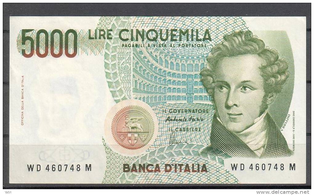 Banconota 5.000 Lire Bellini FDS - 5000 Lire