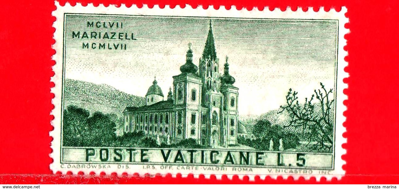 Nuovo - MNH - VATICANO - 1957 - 8º Centenario Del Santuario Di Mariazell -  5 L. - Santuario Di Mariazell - Nuevos