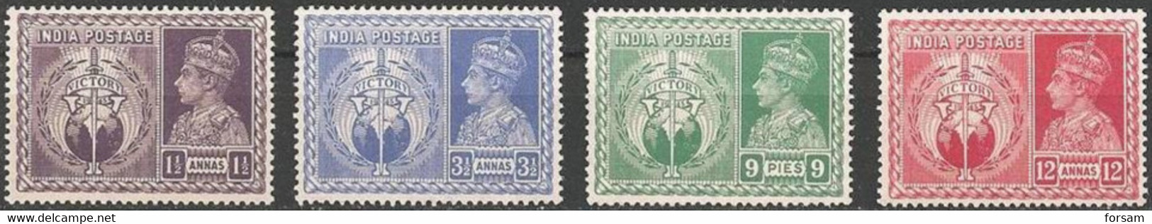 INDIA..1946..Michel # 178-181...MH...MiCV - 10 Euro. - 1936-47 Koning George VI