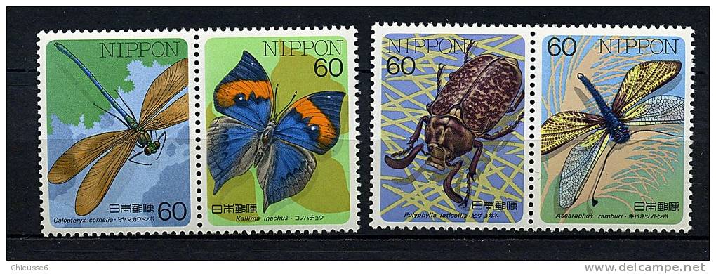 (B 5 - Lot 134) Japon ** N° 1619 à 1622 Se Tenant Par Paires. Insectes (V) - Ongebruikt