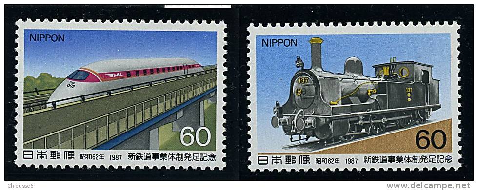 Japon ** N° 1627/1628 - Nelle Société Des Chemins De Fer Nippons - Unused Stamps