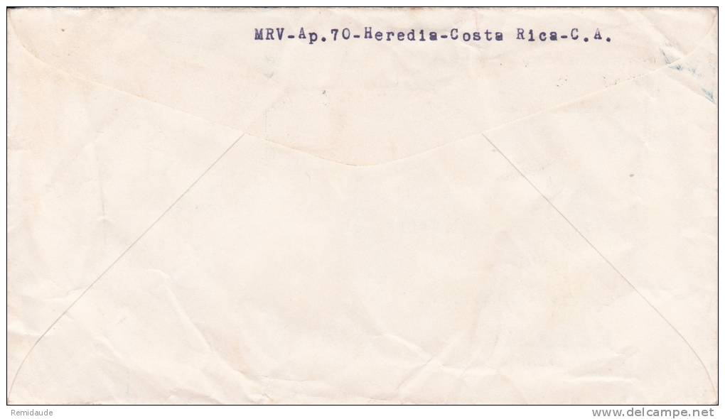 COSTA RICA - 1952 -  ENVELOPPE De SAN JOSE Pour La FRANCE - Costa Rica