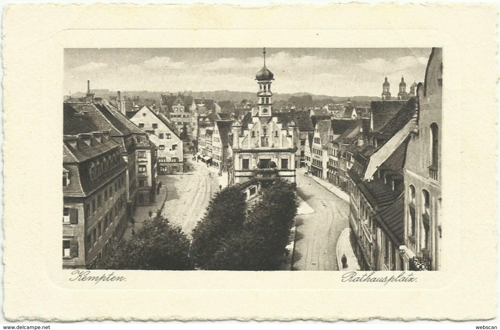 AK Kempten Rathausplatz Passepartout Bütten ~1920 #90 - Kempten